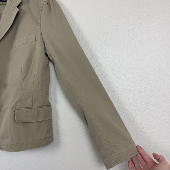 Women's Ralph Lauren Rugby Khaki Cotton Blazer Button Down Short Jacket Tan 6 - Picture 5 of 16
